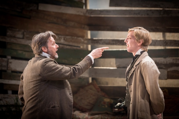 Anthony Calf (Nikolai) and Joshua James (Arkady) in Fathers and Sons. Photo by Johan Persson.