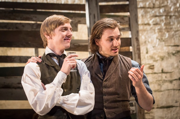 Joshua James (Arkady) and Seth Numrich (Bazarov) in Fathers and Sons. Photo by Johan Persson. (2)